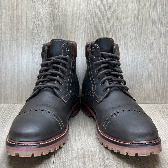 Warfield & Grand Boots Mens Sz 8 Presidio Leather Lace Up Cap Toe Ankle Brown - Picture 2 of 13